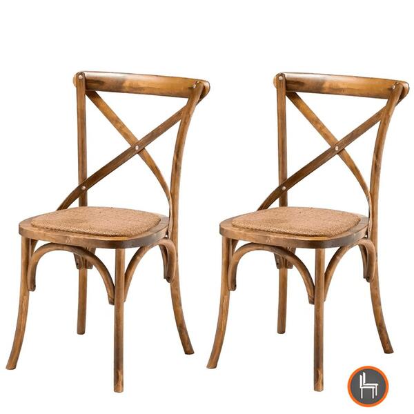 Kit 2 Cadeiras Empilhavel Paris Katrina Cross Fratini Madeira