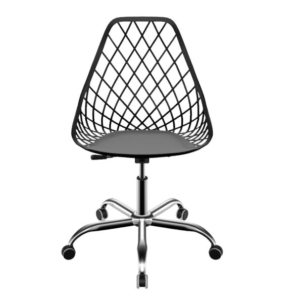 Kit 2 Cadeiras Escritório Base Aço Cromado Kayla Office Preto