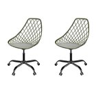 Kit 2 Cadeiras Escritório Base Aço Preta Kayla Office Verde M