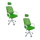 Kit 2 Cadeiras Escritório Diretor Oficial Mesh Apoio Verde Br