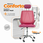 Kit 2 Cadeiras Escritório Diretor Tela Mesh Com Encosto Rosa