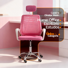Kit 2 Cadeiras Escritório Diretor Tela Mesh Com Encosto Rosa