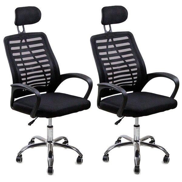 Kit 2 Cadeiras Escritório Diretor Tela Mesh Encosto