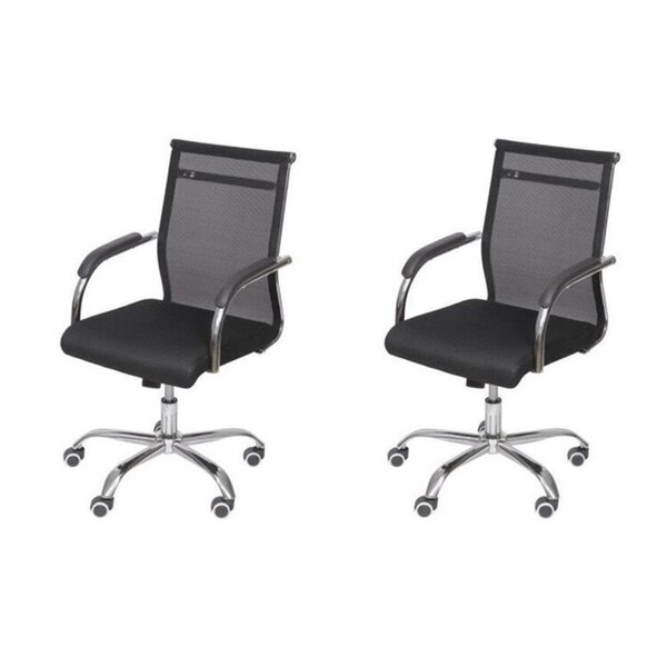 Kit 2 Cadeiras Escritorio Diretor Tela Mesh Roma 3312 Preto
