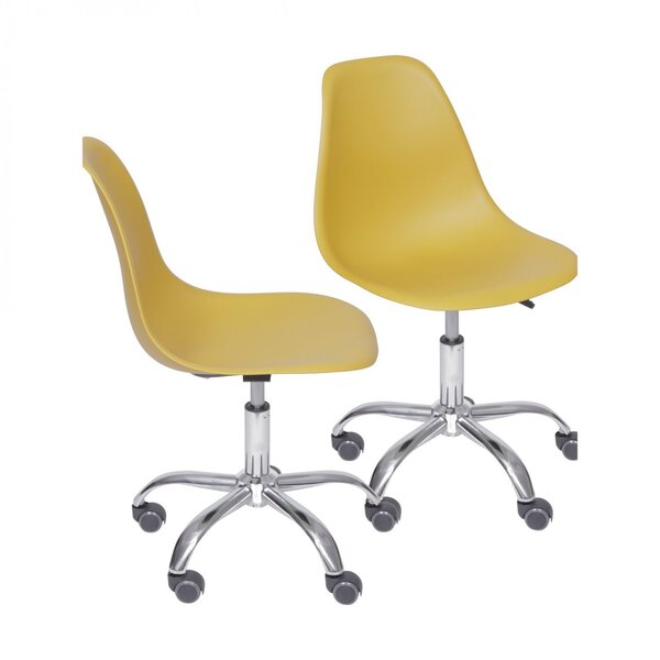 Kit 2 Cadeiras Escritório Eames Giratória Com Rodízio Dkr Aça