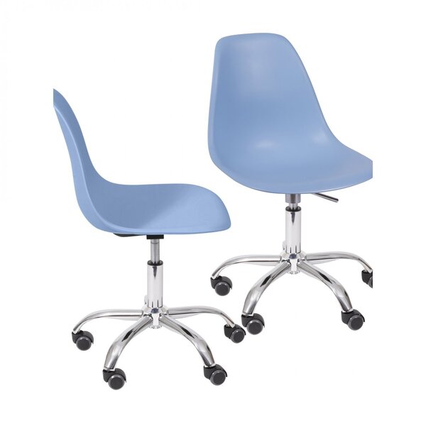 Kit 2 Cadeiras Escritório Eames Giratória Com Rodízio Dkr Azu
