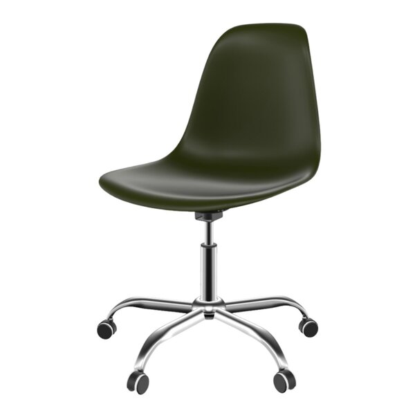 Kit 2 Cadeiras Escritório Eames Pp Base Aço Cromado Verde Mil