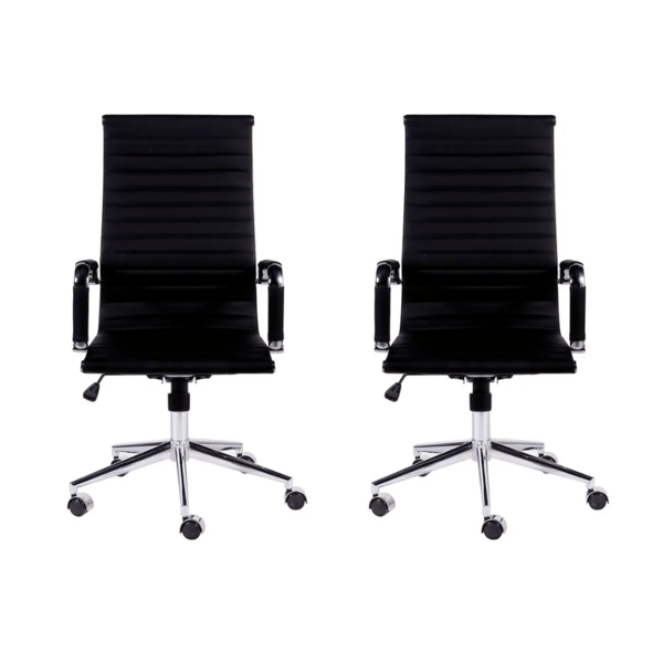 Kit 2 Cadeiras Escritório Eames Presidente Esteirinha Preta
