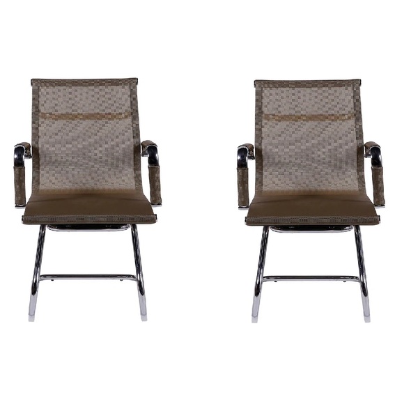 Kit 2 Cadeiras Escritório Esteirinha Fixa Eames Tela Cobre