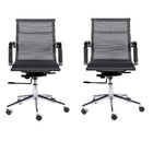 Kit 2 Cadeiras Escritório Esteirinha Tela Cinza Giratória