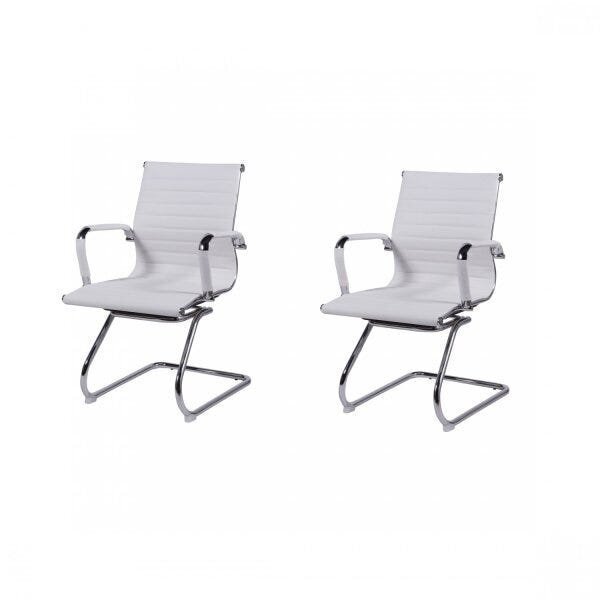 Kit 2 Cadeiras Escritório Interlocutor Fixa Esteirinha Corino