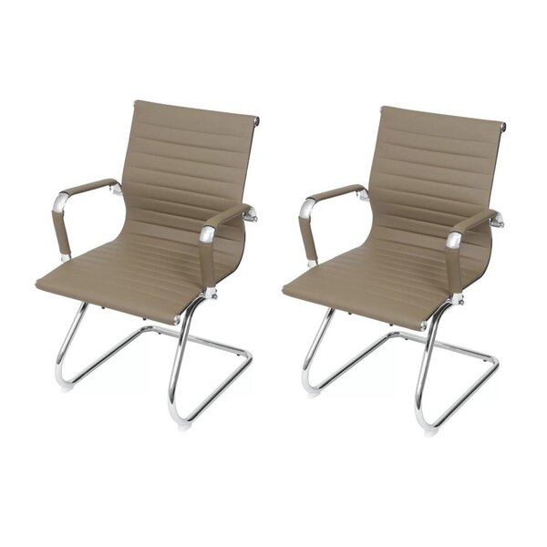 Kit 2 Cadeiras Escritório Interlocutor Fixa Esteirinha Corino