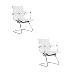 Kit 2 Cadeiras Escritório Interlocutor Fixa Esteirinha Corino