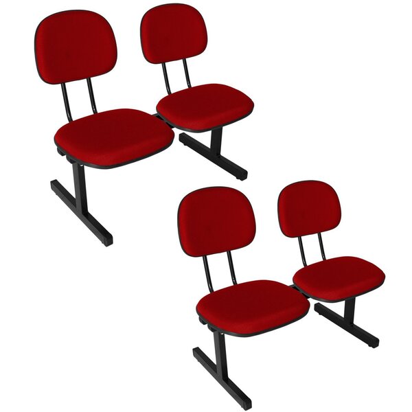 Kit 2 Cadeiras Escritório Longarinas De 2 Lugares Ecoflex