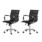 Kit 2 Cadeiras Escritório Mesh Diretor Preta Base Giratória C