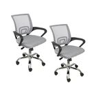 Kit 2 Cadeiras Escritório Oficial Begônia Ergonômico Cinza