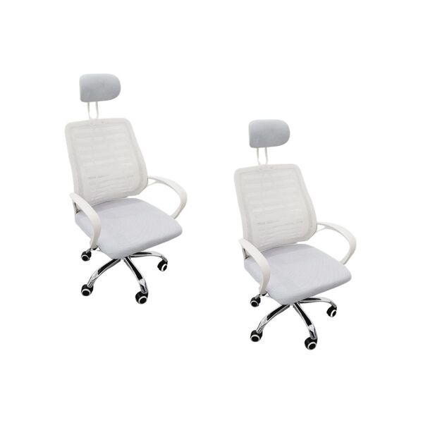 Kit 2 Cadeiras Escritório Oficial Diretor Mesh Encosto Branco