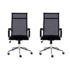 Kit 2 Cadeiras Escritório Presidente Esteirinha Tela Preta