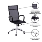 Kit 2 Cadeiras Escritório Presidente Esteirinha Tela Preta