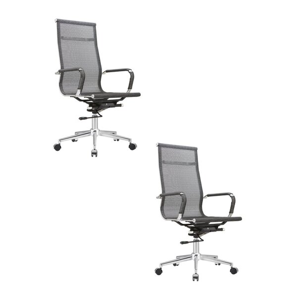 Kit 2 Cadeiras Escritório Presidente Giratória Aço Cromado Si