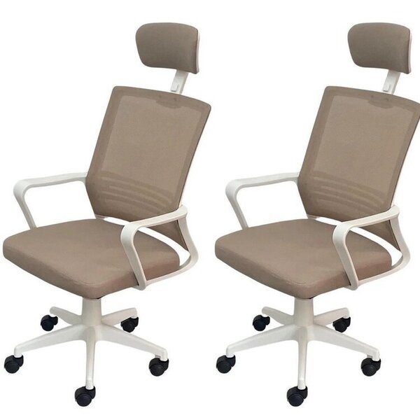 Kit 2 Cadeiras Escritório Presidente Tela Mesh Lyon Branco/be