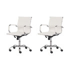 Kit 2 Cadeiras Escritório Stripes Diretor Pu Branca Base Gira
