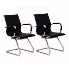 Kit 2 Cadeiras Escritório Stripes Fixa PU Preta