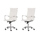 Kit 2 Cadeiras Escritório Stripes Presidente Pu Branca Base G