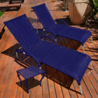 Kit 2 Cadeiras/espreguiçadeiras Julia Com Mesa P/ Varanda Azul