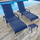 Kit 2 Cadeiras/espreguiçadeiras Madrid Jardim + Mesa Azul