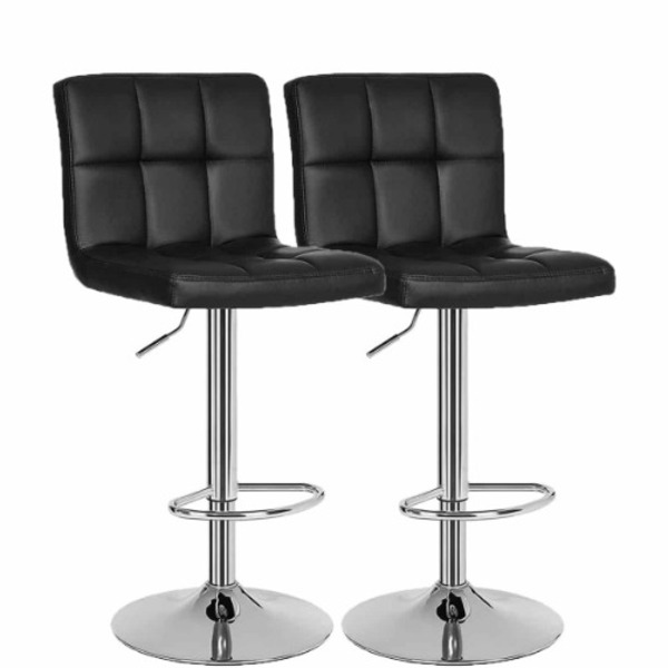 Kit 2 Cadeiras Estofada Alta Bancada - Preto