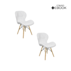 Kit 2 Cadeiras Estofada Eiffel Slim Wood Pés Madeira - Branco