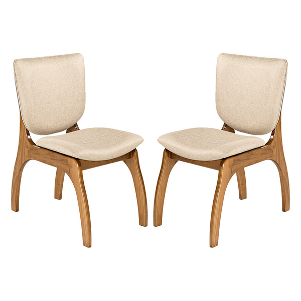 Kit 2 Cadeiras Estofada Para Sala De Estar Irlanda Madeira Ma