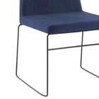 Kit 2 Cadeiras Estofadas Base Em Aço F41 Linho Azul Marinho D