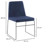 Kit 2 Cadeiras Estofadas Base Em Aço F41 Linho Azul Marinho D