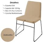 Kit 2 Cadeiras Estofadas Base Em Aço F41 Linho Bege Dmobiliar