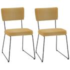 Kit 2 Cadeiras Estofadas Base Em Aço F53 Linho Dmobiliario