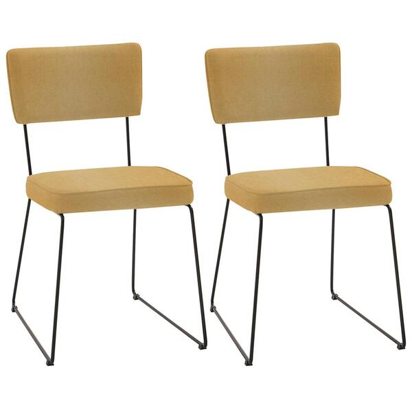 Kit 2 Cadeiras Estofadas Base Em Aço F53 Linho Dmobiliario