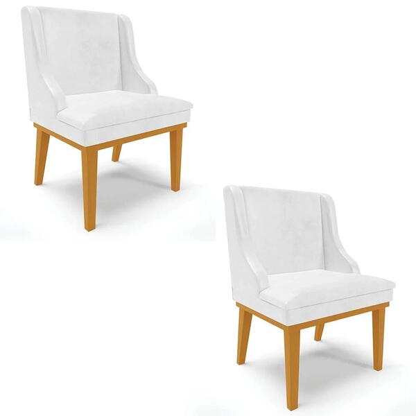 Kit 2 Cadeiras Estofadas Base Fixa De Madeira Castanho Lia Si