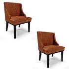 Kit 2 Cadeiras Estofadas Base Fixa De Madeira Preto Lia Sinté