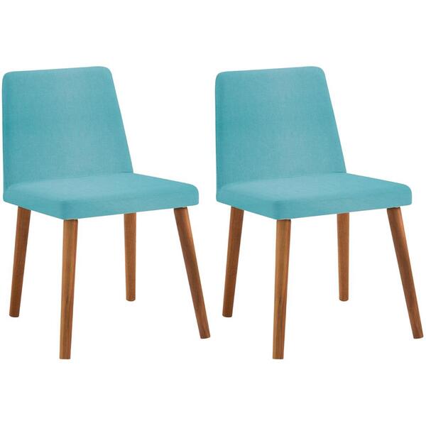 Kit 2 Cadeiras Estofadas Base Madeira F54 Linho Dmobiliario