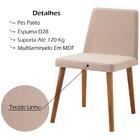 Kit 2 Cadeiras Estofadas Base Madeira F54 Linho Dmobiliario
