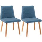 Kit 2 Cadeiras Estofadas Base Madeira F58 Linho Dmobiliario