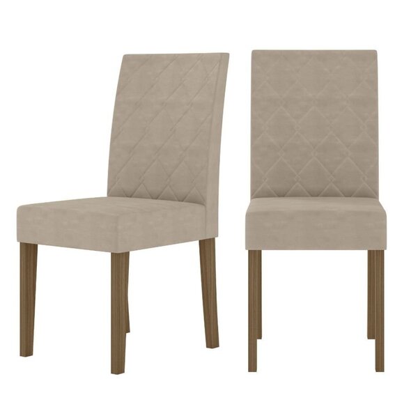 Kit 2 Cadeiras Estofadas Bordadas Jade Carvalho/fendi