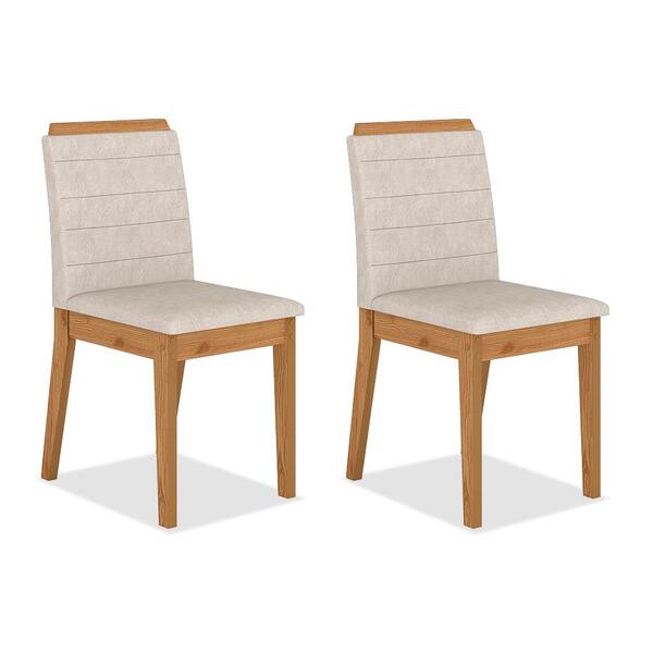 Kit 2 Cadeiras Estofadas Cairo Cinamomo/bege - Móveis Arapong