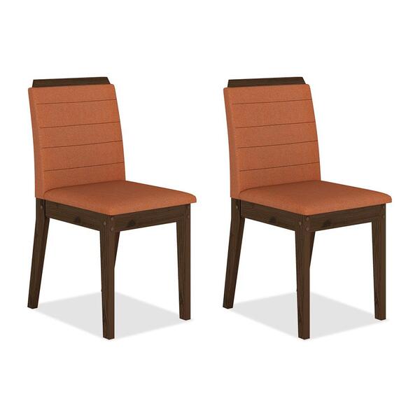 Kit 2 Cadeiras Estofadas Cairo Imbuia/terracota - Móveis Arap