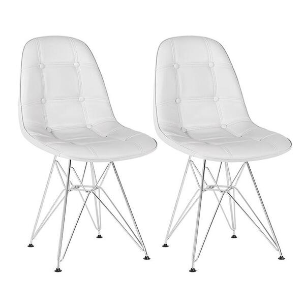 Kit 2 Cadeiras Estofadas Charles Eames Eiffel Botonê Com Pés