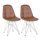 Kit 2 Cadeiras Estofadas Charles Eames Eiffel Botonê Com Pés