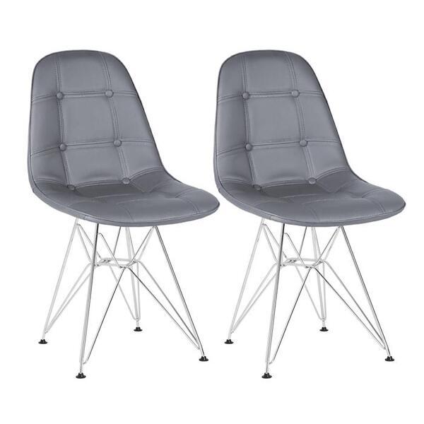 Kit 2 Cadeiras Estofadas Charles Eames Eiffel Botonê Com Pés