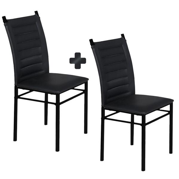 Kit 2 Cadeiras Estofadas Corino Aço Preto Tokio Art Panta